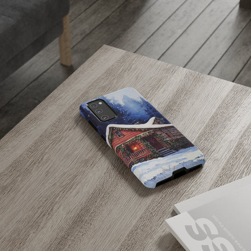 Cozy Christmas Cabin in the Snow - Impact Resistant Phone Case
